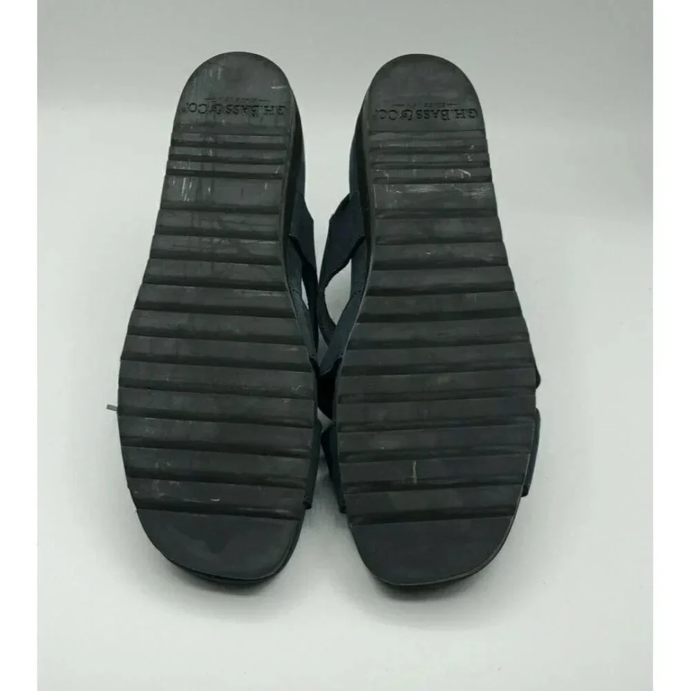 G.H. Bass Sandals Womens Azalea 9 Navy Blue Leather Suede Strappy Comfort Shoes